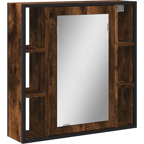 Armoire De Toilette - Armoire à miroir de salle de bain chêne fumé bois d’ingénierie fr281 - Maison La Vie
