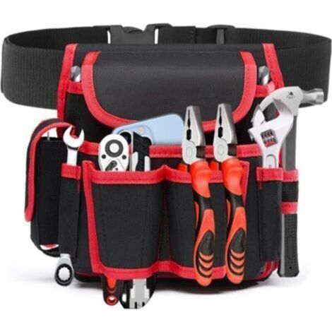 Sacoche à Outils Professionnelle, Réglable Porte-Outil Sac de Ceinture, Sac à outils Sacoche, Ceinture à Outil d'électricien, Ceinture Porte-outils pour Charpentier Bricoleur Menuisier(Rouge) (1/4)