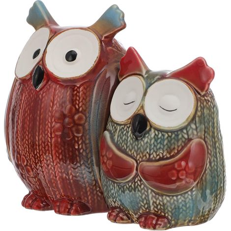 Statuette Hibou Décorative Créative en Céramique 2 Pièces pour Maison (1/5)