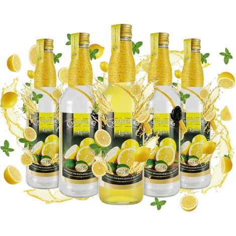 5 botellas decorativas de vodka con forma de limón Monopol, botellas de vidrio de 500 ml Łącka (1/5)