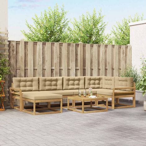vidaXL Outdoor-Sofagarnitur 7 pcs Weiß und Beige (1/5)