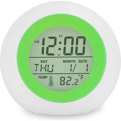 Réveil pour enfants, horloge numérique avec veilleuse 7 couleurs vives, détection de température, idéal pour la décoration de la chambre et l'apprentissage du sommeil. (1/4)