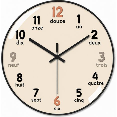 Horloge murale ronde quartz silencieuse noire 30 cm aiguilles noires 12 30cm réf 6514 34 × 34 × 6 cm 725 g – Livraison gratuite