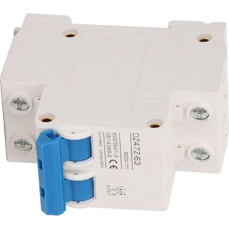 Disjoncteur CC DZ47Z-63, 500 V, disjoncteur miniature bipolaire pour systèmes photovoltaïques, montage sur rail DIN, basse tension 10 A (1/5)