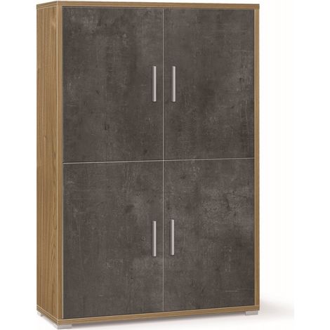 Mobile 4 Ante 108L x 41P x h161 – Finitura Legno Noce e Nero Opaco – Sarmog (1/2)