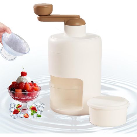 Macchina per ghiaccio tritato manuale, tritaghiaccio portatile, macchina per ghiaccio tritato, ideale per frullati e ghiaccio tritato - Senza BPA (bianco)