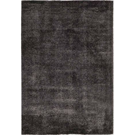 HOME DELUXE - Teppich SOFI - Farbe: Anthrazit, Größe: 150 x 80 cm - Allergikerfreundlich, Floorhöhe: 4,3 cm, 100% Polypropylen Friese I Floorteppich Shaggy Designteppich  Teppich Hochflorteppich Flor 