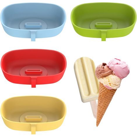 4er-Set 2-in-1-Eisstielhalter aus Silikon, 4 Farben, wiederverwendbar, tropffrei, praktisches Zubehör für Eiscreme und den täglichen Gebrauch (1/5)