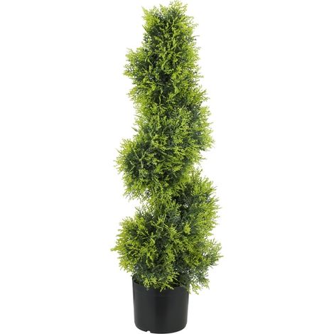 Ciprés artificial de 90 cm en espiral, planta falsa en maceta, decoración moderna (1/4)