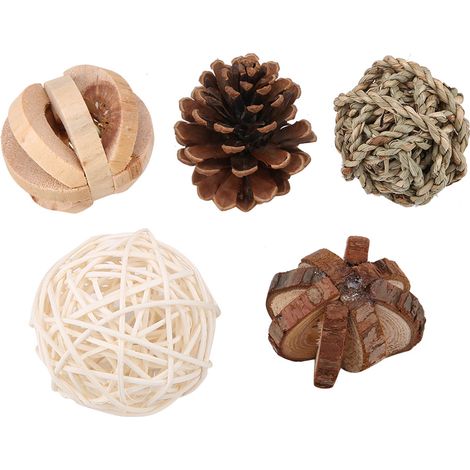Boule en bois faite à la main pour animaux de compagnie, balle de Rat polyvalente pour l'artisanat fin d'apparence attrayante pour (1/5)