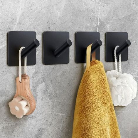 Hochleistungs-Klebehaken, 4er-Pack Handtuchhaken, selbstklebende Wandhaken für Badezimmer/Mäntel/Bademäntel/Küche (1/5)