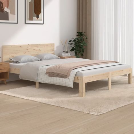 Bed Frame without Mattress Solid Wood Pine 140x190cm vidaXL