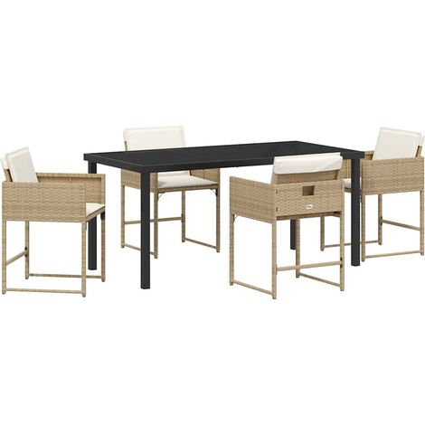 Ensemble de salle à manger pour jardin 5 pcs，Salon de jardin Beige Poly rotin CFW26850 (1/5)