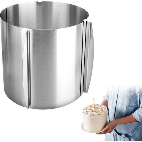 Cake Ring Height Adjustable 15 cm, Stainless Steel, Adjustable from 16 to 30 cm, Stable Shape with Graduation, Adjustable Round Cake Ring for Cake and Pie Preparation (1/5)