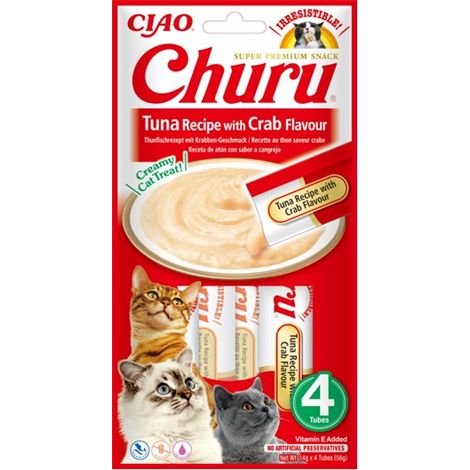 Inaba - churu - Friandise crémeuse pour chats - Thon et crabe - 4 x 14 g (56 g) (1/5)