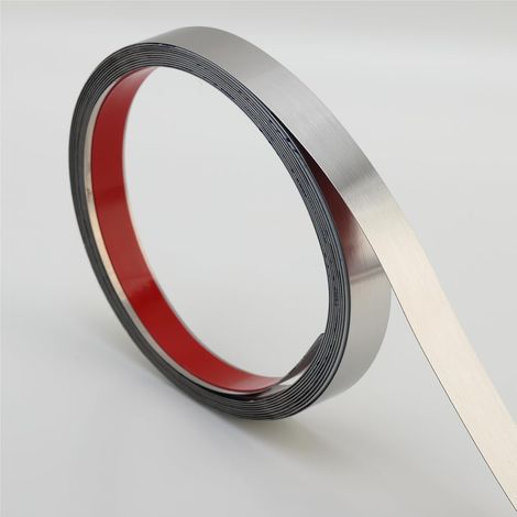 Moulure murale autocollante en acier inoxydable flexible pour cadre de miroir, cheminée et micro-ondes, argent brossé (1/5)