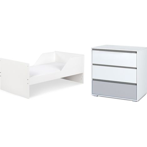 Lit bébé évolutif et commode à langer LittleSky by Klups Dalia - Blanc