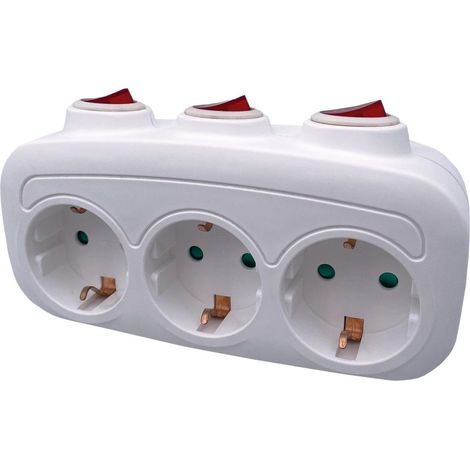 Dreifach-Ausgangsdieb (maximal 3680 W) mit Multischalter aus weißem Polypropylen