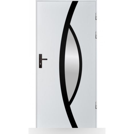Porte d'entrée Marie 80-90cm en acier - Couleur: Blanc - Poussant: Gauche - Dimensions: 90 cm