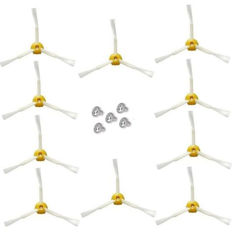Brosse latérale pour irobot (Rouge, 10 pcs Brosse latérale à 3 bras), Convient pour les accessoires robotiques à numérisation irobot Aorolbert Romberba8 Series 9 Series (1/5)