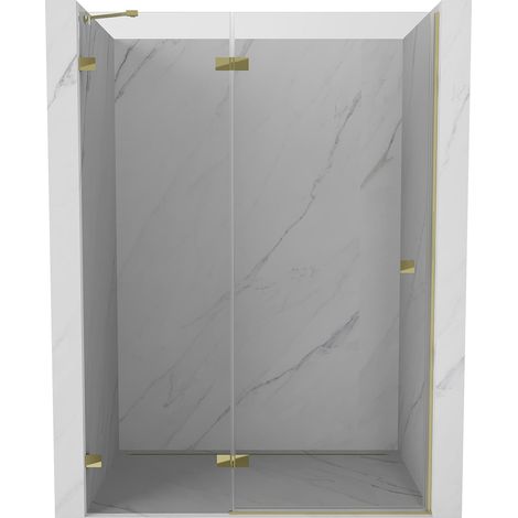 Mexen Lunar porta doccia a battente sinistra 140 cm, trasparente, dorata - 834-140-000-50-00-L (1/5)
