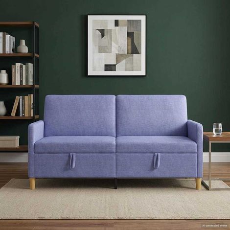 vidaXL Sofá con almacenamiento Azul jeans 172 x 78 x 87 cm Poliéster (1/5)