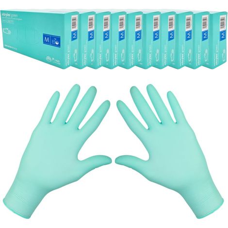 Guanti in nitrile taglia M, verdi, Mercator Nitrylex Green, 100 pezzi, confezione da 10 pezzi (1/5)