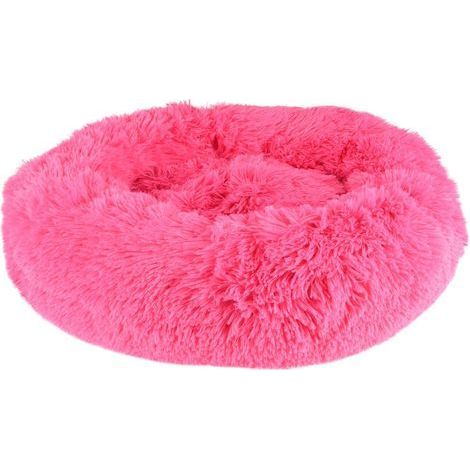 1 Coussin Chien Rond Peluche Rose Fluorescent Diamètre 50cm Fond Antidérapant Lavable (1/5)