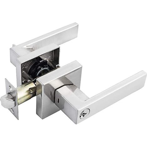 2023 - Poignées de porte à verrouillage de confidentialité, levier carré, serrure de porte intérieure à verrouillage de confidentialité, serrure de porte de sécurité antivol avec K (1/5)