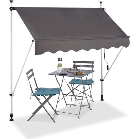 Bc-elec - HHYVA2012-ant Manuell einziehbare Markise f�r Terrasse & Patio 200x120cm antrazitgrau