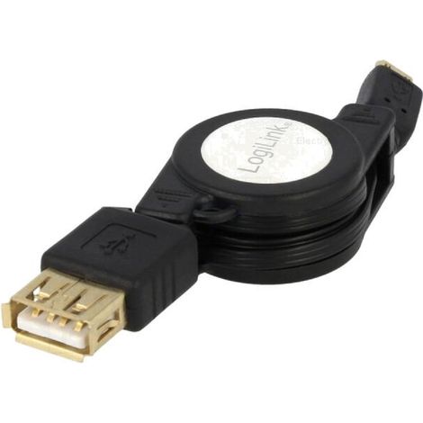 Cable- OTG.USB 2.0- USB A socle.USB B micro prise- 0.75m- noir