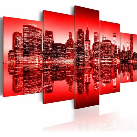 Tableau lumière rouge au-dessus de new york 5 soirées - 200 x 100 cm (1/4)