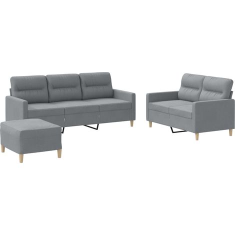 Maison Exclusive - Set di Divani 3 pz con Cuscini Grigio Chiaro in Tessuto