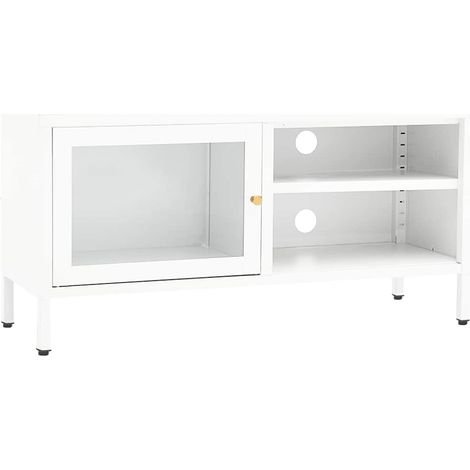 Maison Exclusive - TV-Schrank Weiß 90x30x44 cm Stahl und Glas (1/5)