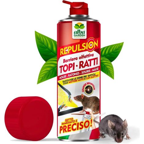 Disabituante Repellente Topi Ratti Spray Gas per Topi Effetto Immediato Dissuasore Ratti per Interno ed Esterno Spray x 600 ml