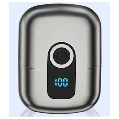 rasoir electriques hommes-Mini rasoir électrique pour homme avec écran LED, étanche (IPX6), portable, silencieux et lavable, couleur argent canon de fusil (1/4)
