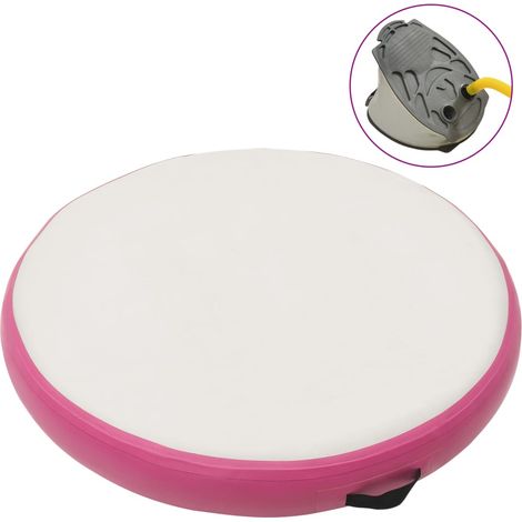 Esterilla inflable de gimnasia y bomba PVC rosa 100x100x10 cm vidaXL (1/5)