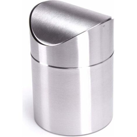 Poubelle de bureau Candyse, poubelle de cuisine, poubelle cosmétique, couvercle rotatif en acier. (1/3)