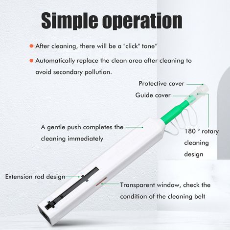 Glasfaser-Reinigungsset, 180° drehbarer Reinigungsstift, über 800 Reinigungen, 2,5-mm-SC/ST/FC-Stecker, Aderendhülsen-Reinigungswerkzeug (1/5)