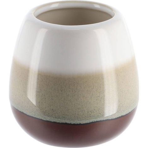 Vaso redondo tricolor gres - marrón beige - Tendance