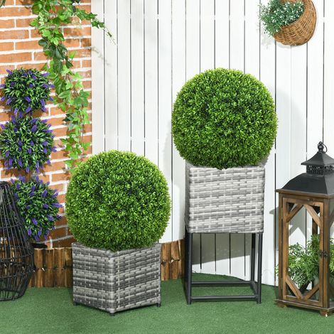 Set di 2 sfere di bosso artificiale, 40 cm, per decorazione interna o esterna, verde scuro