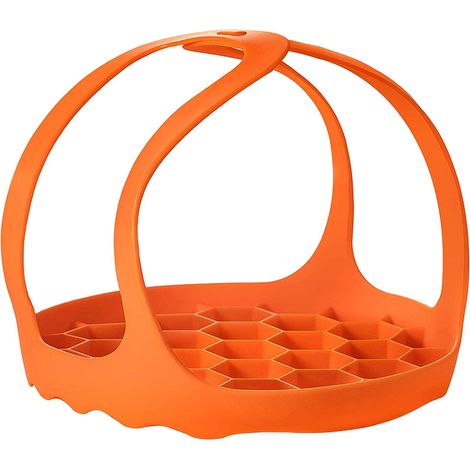 Silicone Bakeware Lifter Silicone Sling Lifter pour autocuiseur Bakeware Egg Rack Pot 6 / 8Qt Orange (1/5)