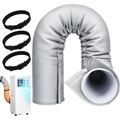 Manchon d'Isolation Portable pour Tuyau AC, Convient pour Tuyau d'Échappement de 12,7 cm et 15 cm de Diamètre, Couvercle d'Aération Isolé, Facile à Installer avec 3 Sangles Réglables (1/5)