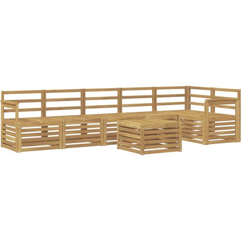 Outdoor Sofa Set 7 pcs White 59 x 59 x 37 cm Solid Acacia Wood vidaXL