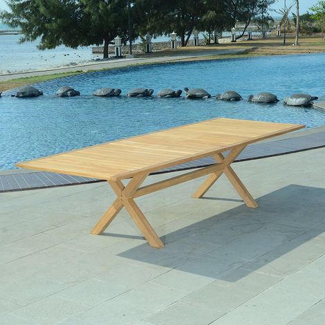 Table extensible teck massif 12 places Linarte XL (1/5)