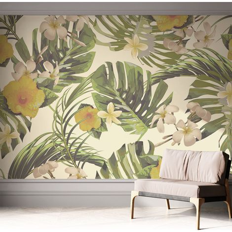 Papier peint autocollant adhésif avec imprimé motifs uniques apparence moderne Flore exotique 312x219 cm (1/5)