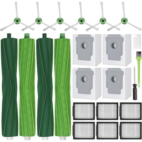 Applicable Accessoires pour iRobot Roomba i1+ i3+ i4+ i5+ i6+ i7+ i8+ j5+ j6+ j7 j8+ j9+ E5 E6 E7 Pièces Rechange 4 Sacs à Poussière 6 Filtres 6 Brosse Latérale 4 Brosse Principale