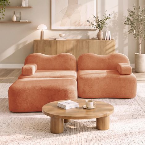 Canapé / salon de jardin, extérieur, terrasse, confort et déco, avec accoudoirs, coussins inclus, orange, confort salon, assise moelleuse design (1/5)