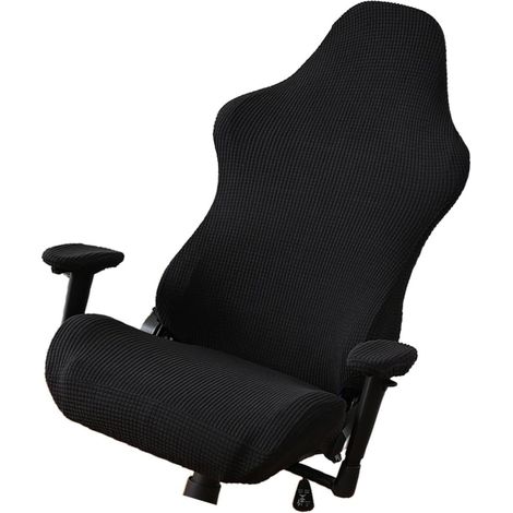 Housse de Chaise Gaming 1 Set Noire Extensible, en Polaire (1/5)