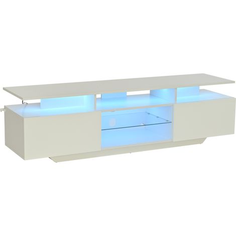 Mobile TV bianco in MDF con LED, 160 x 40 x 45 cm, per TV fino a 70 pollici (1/5)